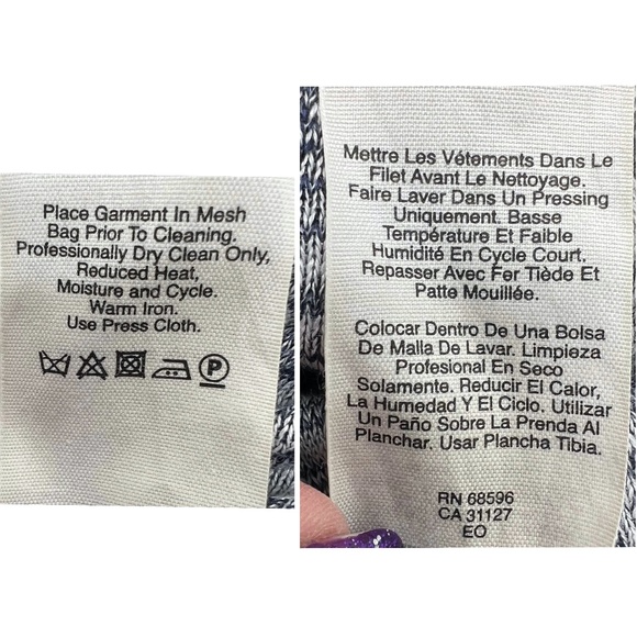 DKNY PURE BLUE AND WHITE OPEN KNIT CARDIGAN ASYMMETRICAL HEM SPACE DYE - Picture 15 of 15